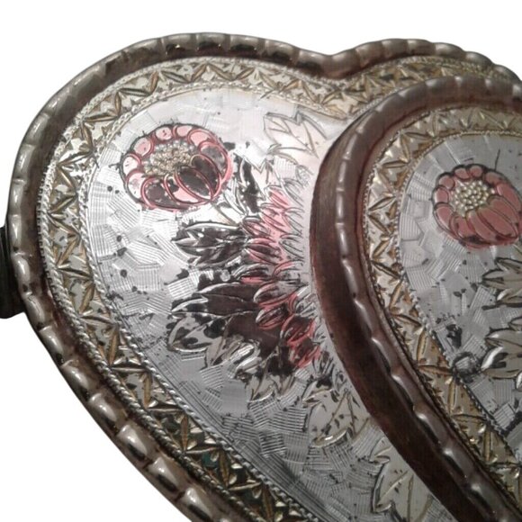 Black Hills Gold Silver Belt Buckle tip woven belt Ornate Floral Heart - Picture 5 of 9